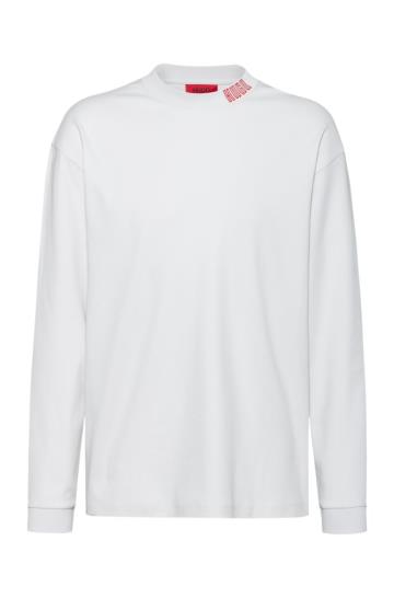 Koszulki HUGO Long Sleeved Cotton Białe Męskie (Pl55219)